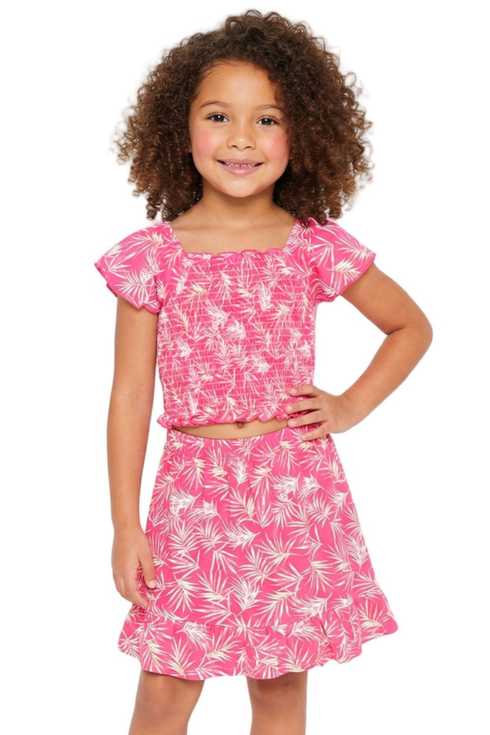 Toddler's 2 Pc Skirt Set W/ Smocking & Ruffle Sleeve 2t-6