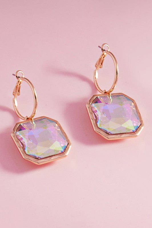 Octagon Jewel Dangle Earrings
