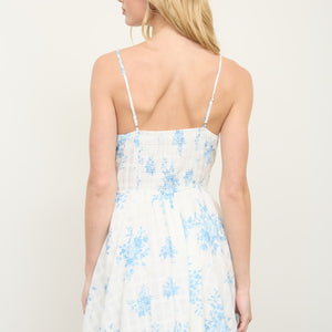 Floral Plaid Spaghetti Strap Corset Mini Dress