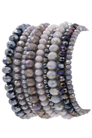 Gray/silver multi layer bead bracelet