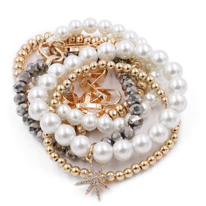 cream pearl assorted bead bracelet