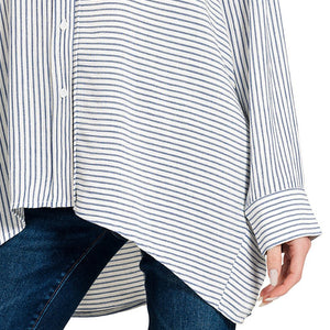Blue stripe Woven Stripe Button Down Shirts