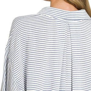 Blue stripe Woven Stripe Button Down Shirts
