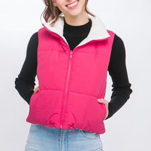 Hot Pink /white Woven Solid Reversible Vest