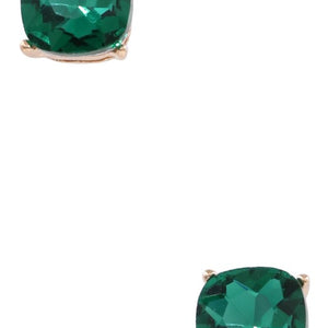 Glass Jewel Stud Earrings, 2 colors