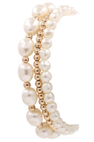 Cream Pearl Bracelet Set