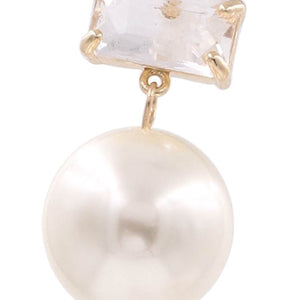 Glass Jewel Cream Pearl Drop Earrings