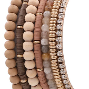 Assorted Bead Stretch Bracelet Set, 2 Colors