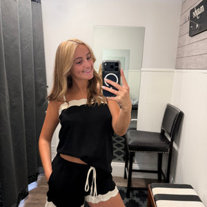 Scallop Trim Linen Tank & Short Set
