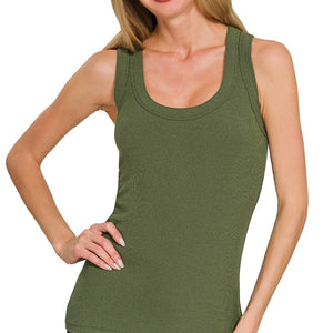 Ribbed Scoop Neck Tank Top, 4 colors