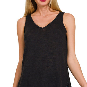 V Neck Slub Hacci Cami Top, 4 colors
