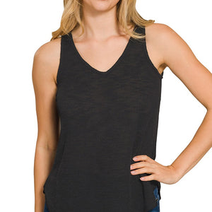 V Neck Slub Hacci Cami Top, 4 colors