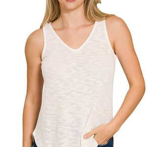 V Neck Slub Hacci Cami Top, 4 colors