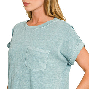 Teal Washed Premium Cotton T-shirts Dress