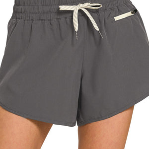 Soft Woven Lined Shorts With Zip Coin Pocket, 3 Colors