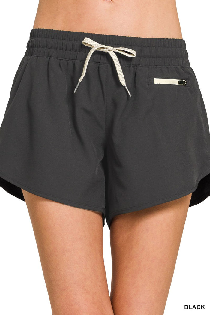 Soft Woven Lined Shorts With Zip Coin Pocket, 3 Colors