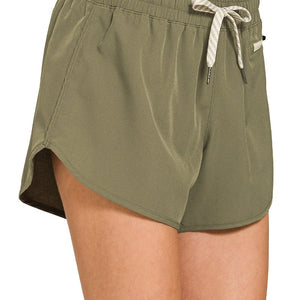 Soft Woven Lined Shorts With Zip Coin Pocket, 3 Colors