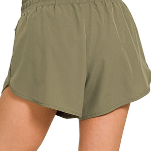 Soft Woven Lined Shorts With Zip Coin Pocket, 3 Colors