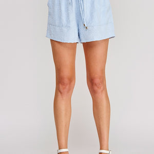 Sky blue Breezy Jacquard Elastic Tie Waist Shorts Set