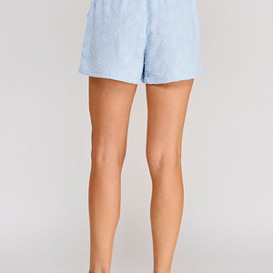 Sky blue Breezy Jacquard Elastic Tie Waist Shorts Set