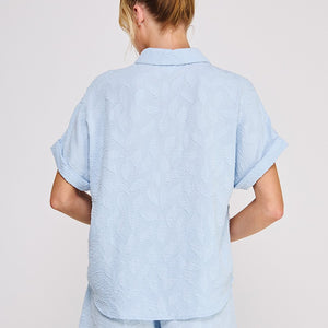 Sky blue Breezy Jacquard Elastic Tie Waist Shorts Set