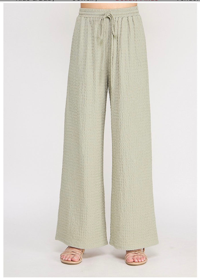 Sage Textured Knit Wide Leg Pants Textured Knit Wide Leg Pants