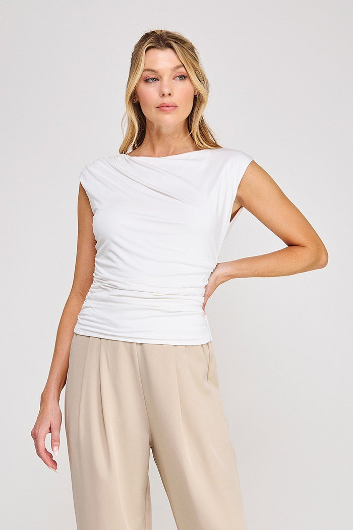 Off white Sleeveless Scrunch Top
