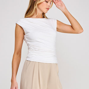 Off white Sleeveless Scrunch Top
