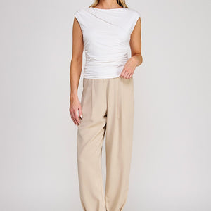 Off white Sleeveless Scrunch Top
