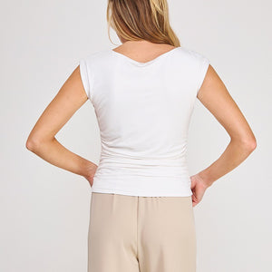 Off white Sleeveless Scrunch Top