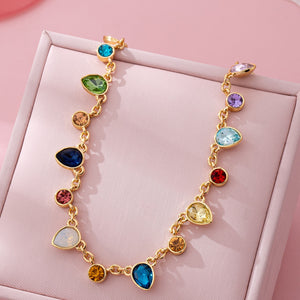 Rainbow Teardrop Gemstone Charm Necklace