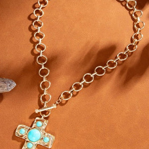 Notable Hammered Cross Front Toggle Necklace