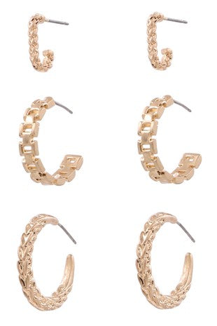 Metal Chain Hoop Earrings Set Metal chain hoop earrings set