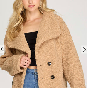 Taupe Fuzzy Coat