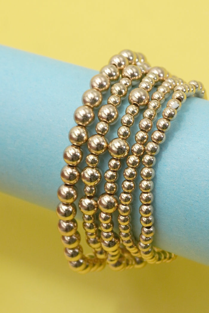 Multi Layer Gold Ball Chain Beaded Bracelet