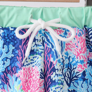 Boys Blue Marine Creature Print Swim Trunks