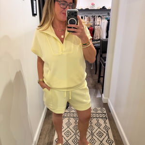 Lemon Modal Scuba Quarter Zip Short Set