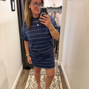 NAVY Modal Scuba Stripe Basic top & skort set