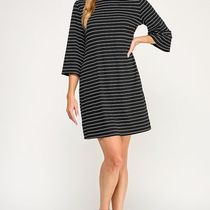 Black striped shift dress
