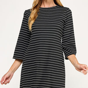 Black striped shift dress