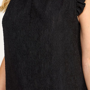 Black Lace ruffled neckline and sleeve top