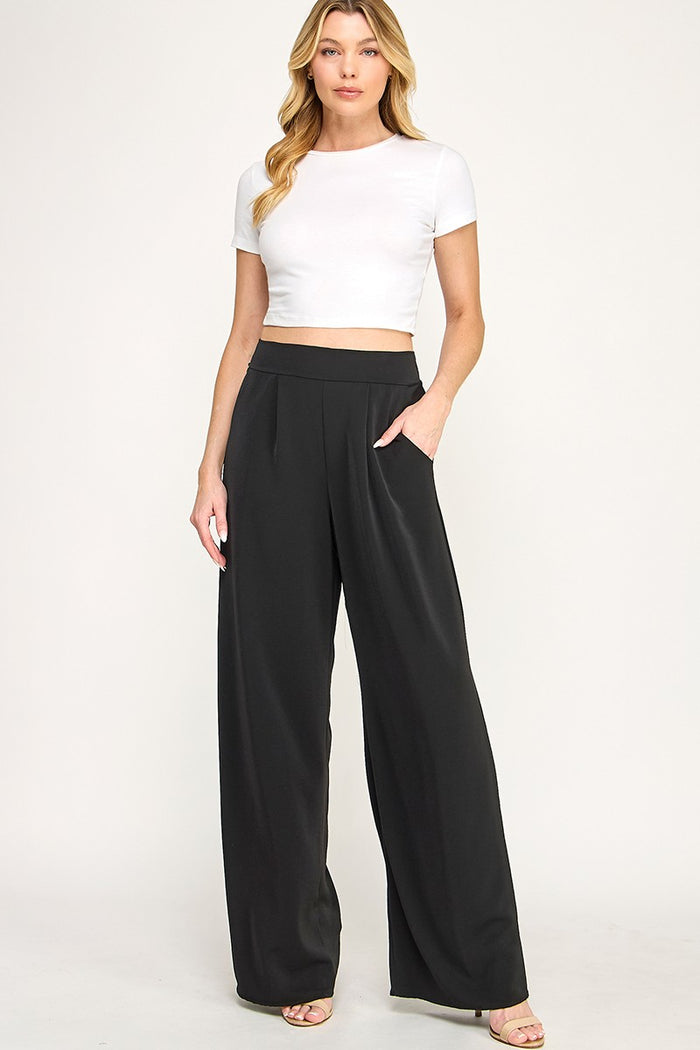 Black High waist wide leg pants