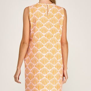 Coral print shift dress