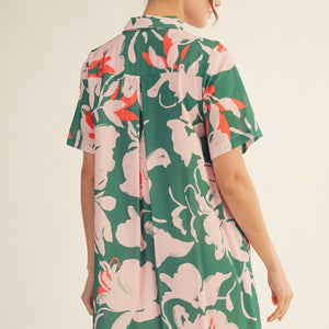 Jade and Pink floral shirt dress