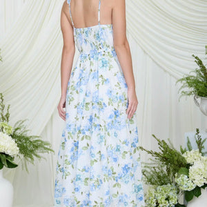 FLORAL EYELET PATTERN SCALLOP LACE TRIM MIDI DRESS