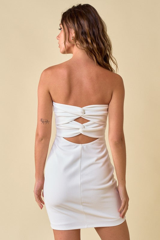 Off white twisted back dress