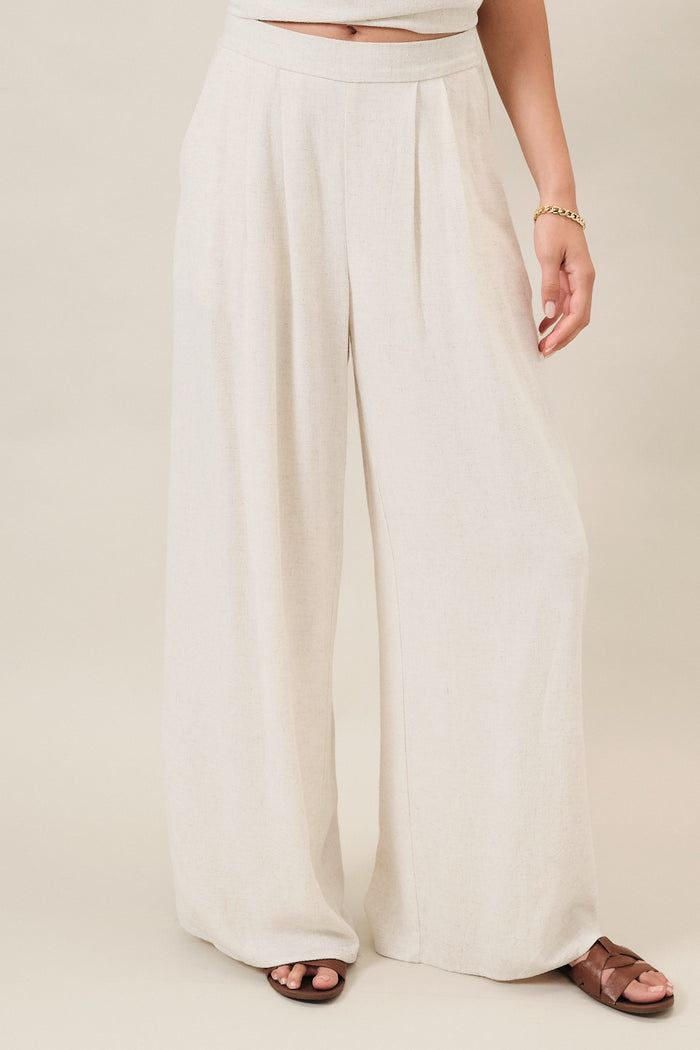 Pleated Detail Wide Leg Pants