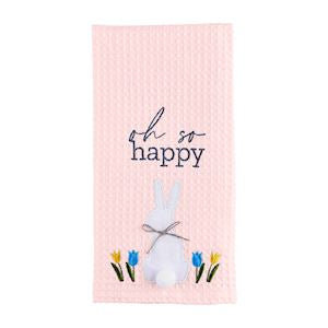 PINK WELCOME HOME EASTER EMBROIDERED TOWEL, 2 STYLES