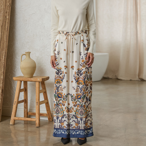 Ivory Silk printed pant & blouse set