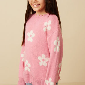 Pink Daisy Knit Sweater